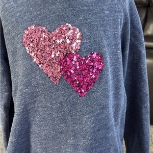 Gymboree Blue Sweatshirt with Pink Sequin Hearts